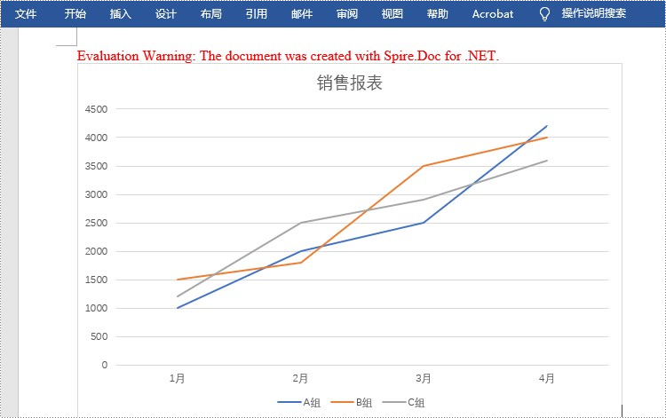 c#/vb.net 在 word 中创建折线图