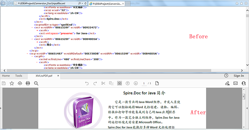 java 将 xml 转为 pdf