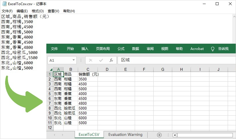 c   excel 转 csv 或 csv 转 excel