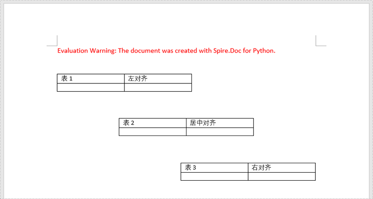 python 在 word 中设置表格及表格内文本的对齐方式